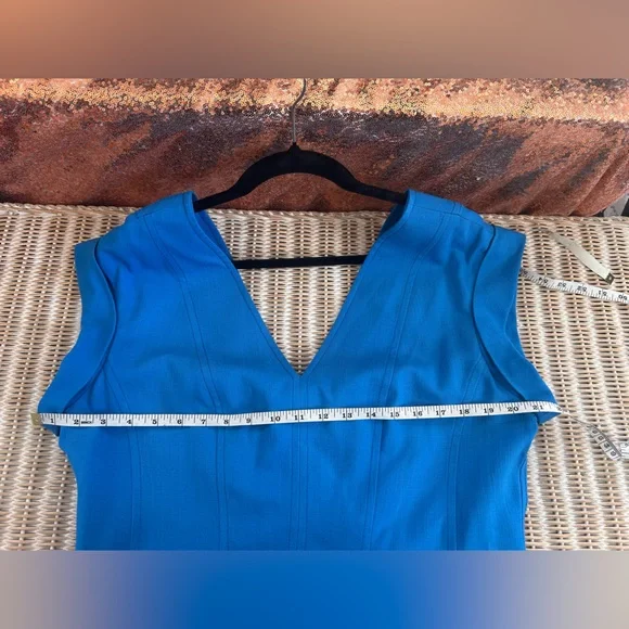 ME+EM Blue Tailored Midi Dress Size 12 Classic Old Money Elegance quiet luxury - Picture 15 of 16